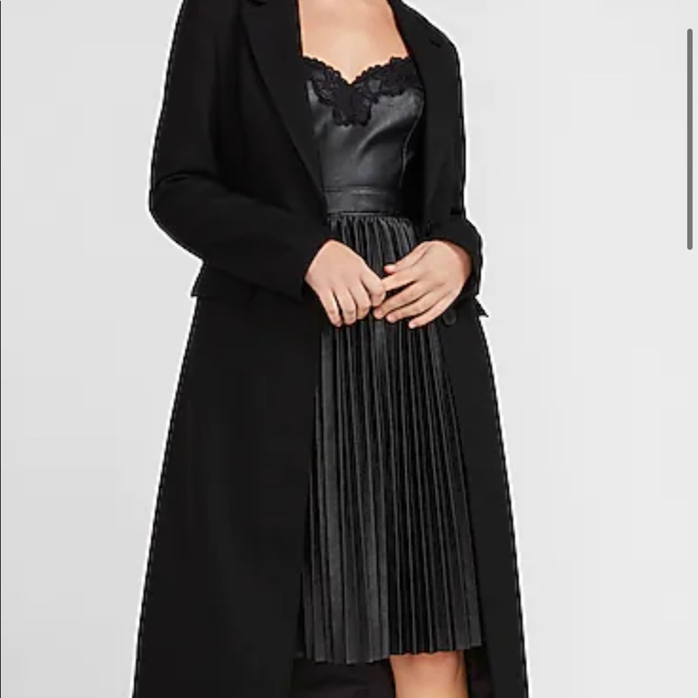 Faux leather dress with lace trim — NWT